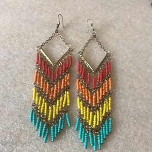 Colorful Beaded Chevron Earrings